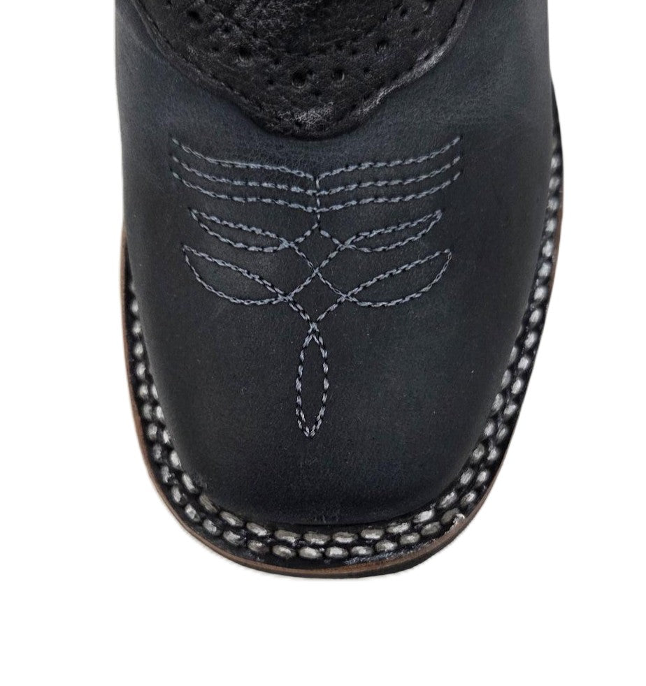 BLACKHAWK - BLACK BULL SHOULDER KIDS WESTERN BOOT - 3001