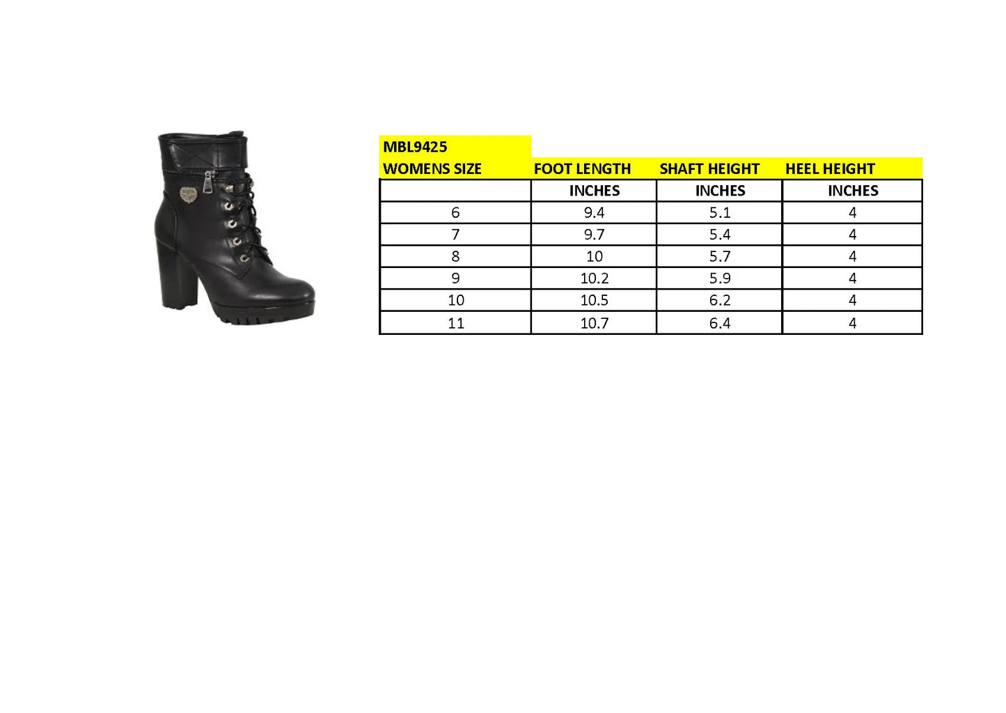 MILWAUKEE LEATHER - WOMEN'S BLACK LACE-UP FASHION BOOT WITH DOUBLE HEIGHT OPTION - MBL9425