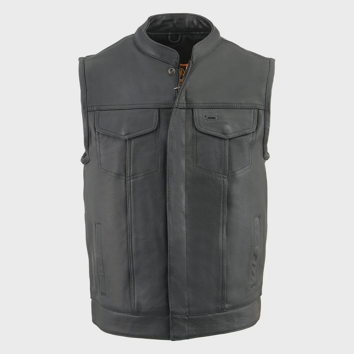 MILWAUKEE LEATHER - MEN'S BLACK PREMIUM DUAL CLOSURE CLUB STYLE MOTORCYCLE VEST WITH COOL-TEC LEATHER TREATMENT - MLM3514