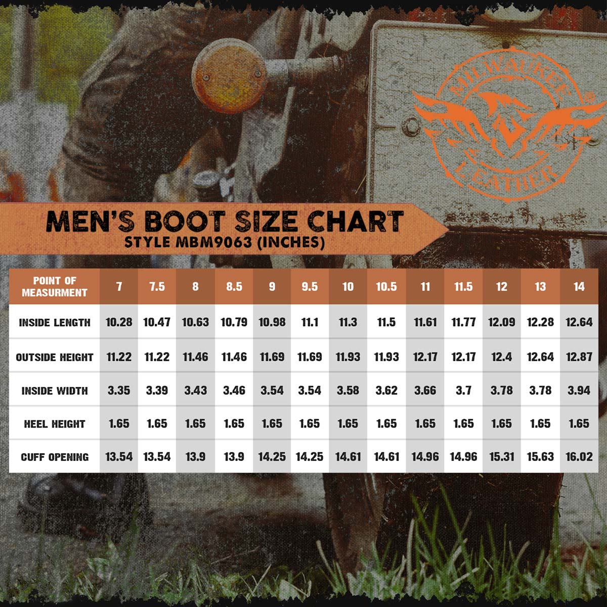 MILWAUKEE LEATHER - MEN'S CLASSIC DISTRESSED BROWN LEATHER MOTORCYCLE ENGINEER RIDING BIKER BOOT - MBM9063