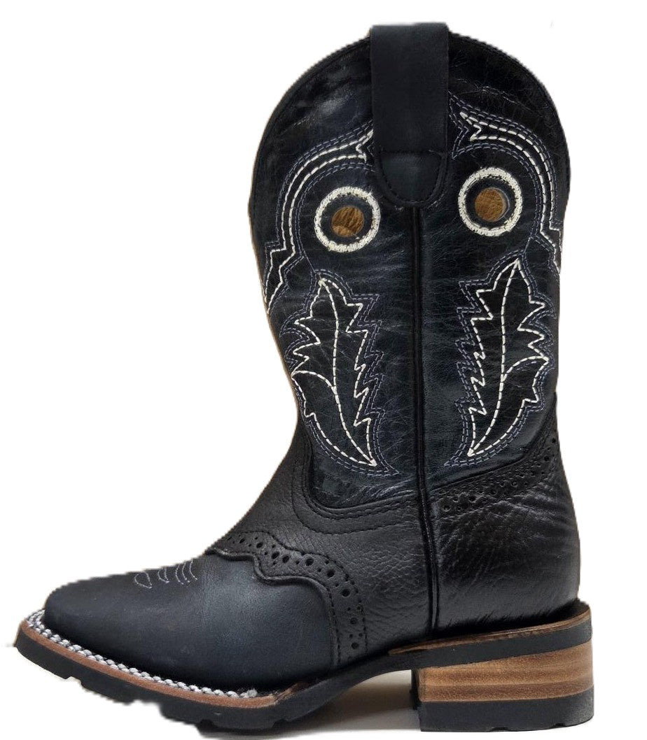 BLACKHAWK - BLACK BULL SHOULDER KIDS WESTERN BOOT - 3001