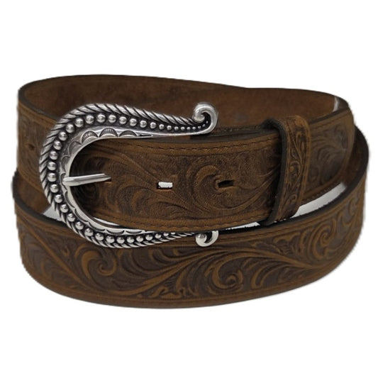 JUSTIN - SCROLL TOOLED BELT - BROWN