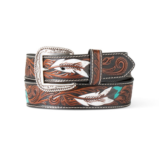M&F - ARIAT FEATHER FLORAL EMBOSSED BROWN - A1038602