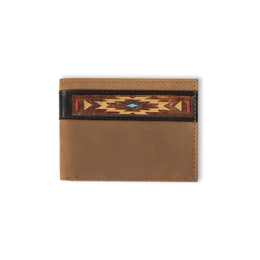 M&F - ARIAT BI-FOLD BROWN TRIBAL WALLET - A35585217