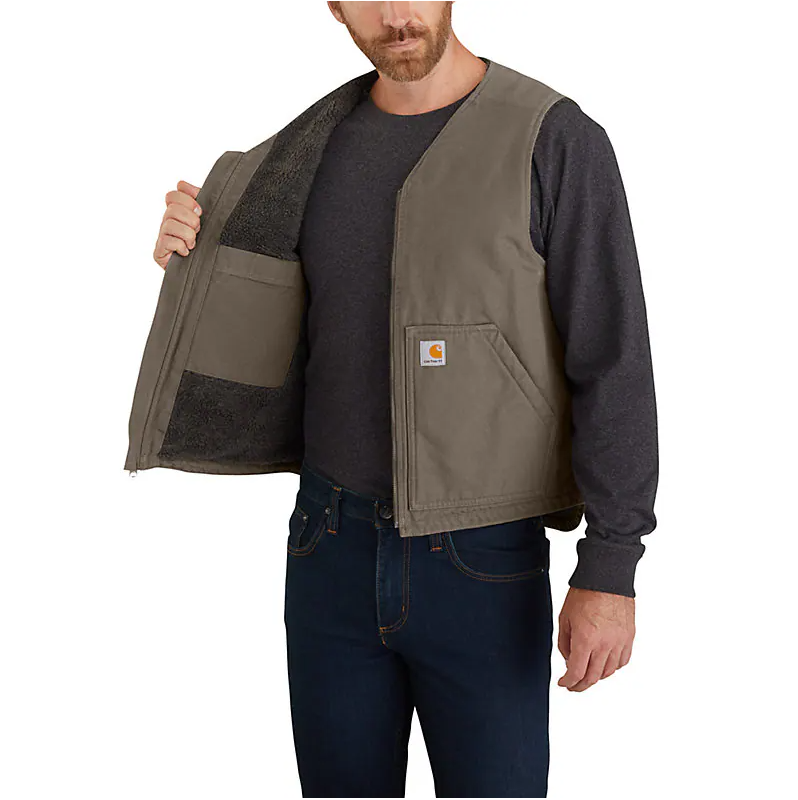 CARHARTT - RELAXED FIT WASHED DUCK SHERPA-LINED VEST - 104394