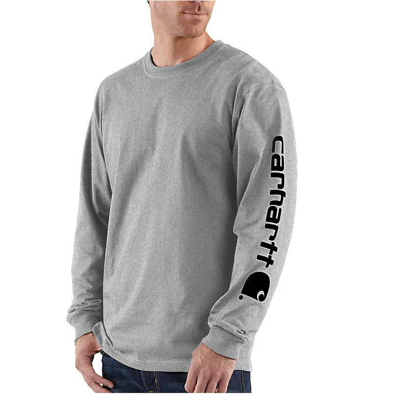 CARHARTT - LOOSE FIT HEAVYWEIGHT LONG-SLEEVE LOGO SLEEVE GRAPHIC T-SHIRT - K231-HGY