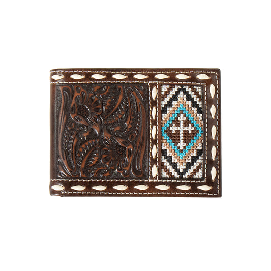 M&F - NOCONA REMOVABLE PASSCASE WALLET CROSS STITCHED