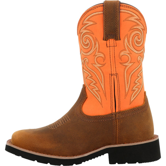 ROCKY - BIG KIDS' MONOCREPE WESTERN BOOT - ORANGE