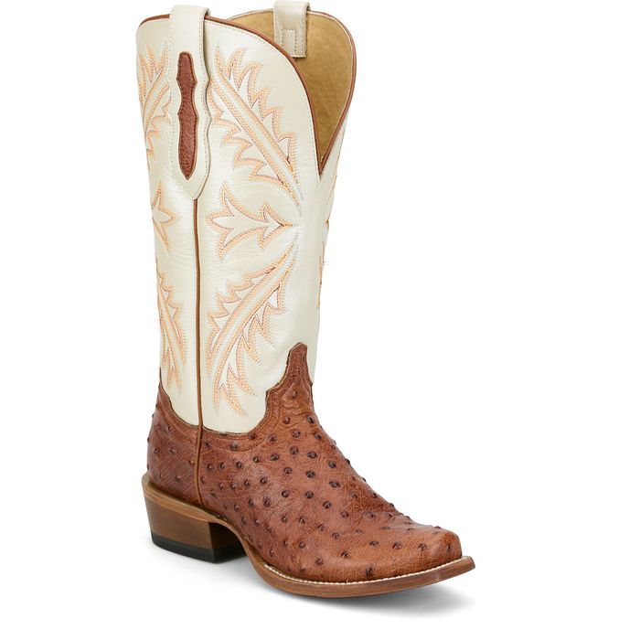 TONY LAMA - 13" AMBER OSTRICH - COGNAC