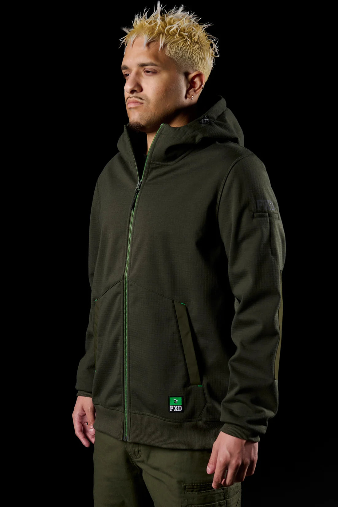 FXD - BONDED 3-LAYER MEMBRANE FLEECE ZIP HOODIE - GREEN