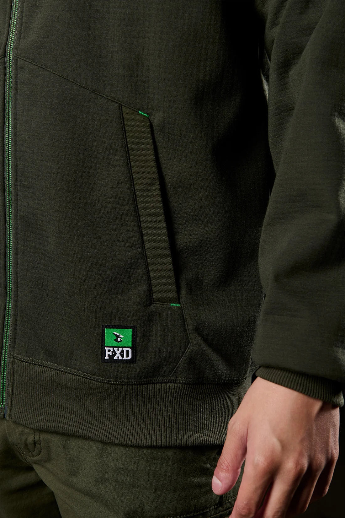 FXD - BONDED 3-LAYER MEMBRANE FLEECE ZIP HOODIE - GREEN