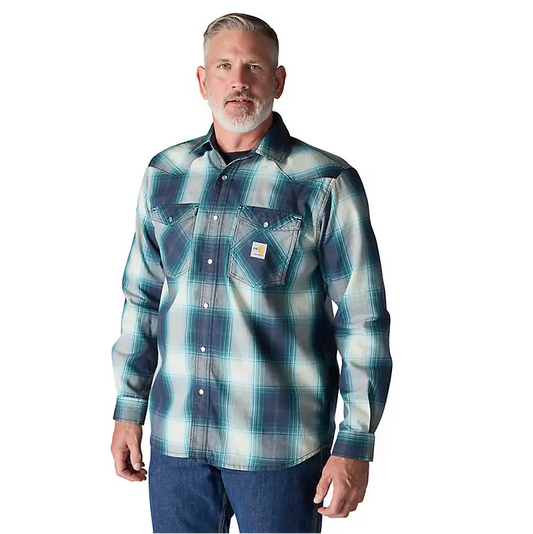 CARHARTT FR - FLAME RESISTANT MONTANA RELAXED FIT MIDWEIGHT TWILL SNAP FRONT PLAID SHIRT - 107070