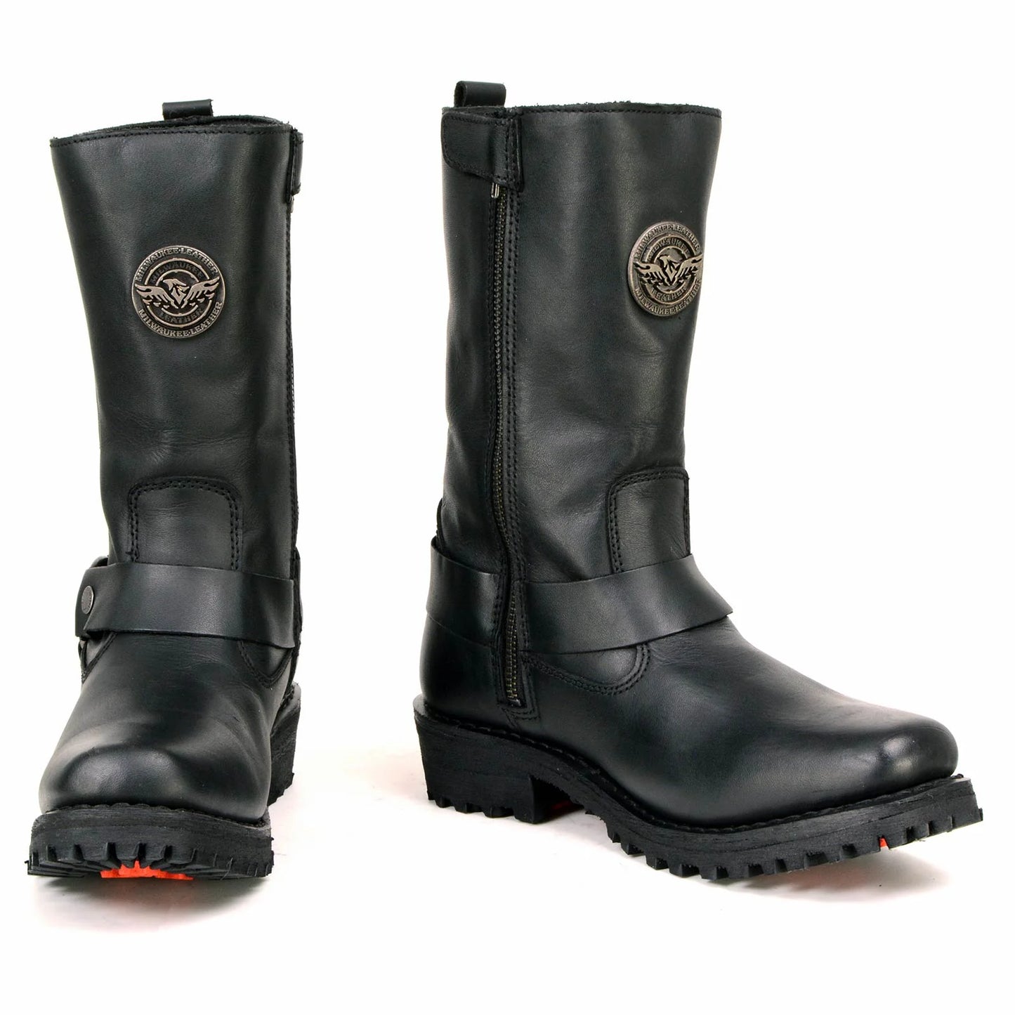 MILWAUKEE LEATHER - WOMEN'S BLACK LEATHER 11-INCH CLASSIC HARNESS SQUARE TOE MOTORCYCLE BOOT - MBL9360