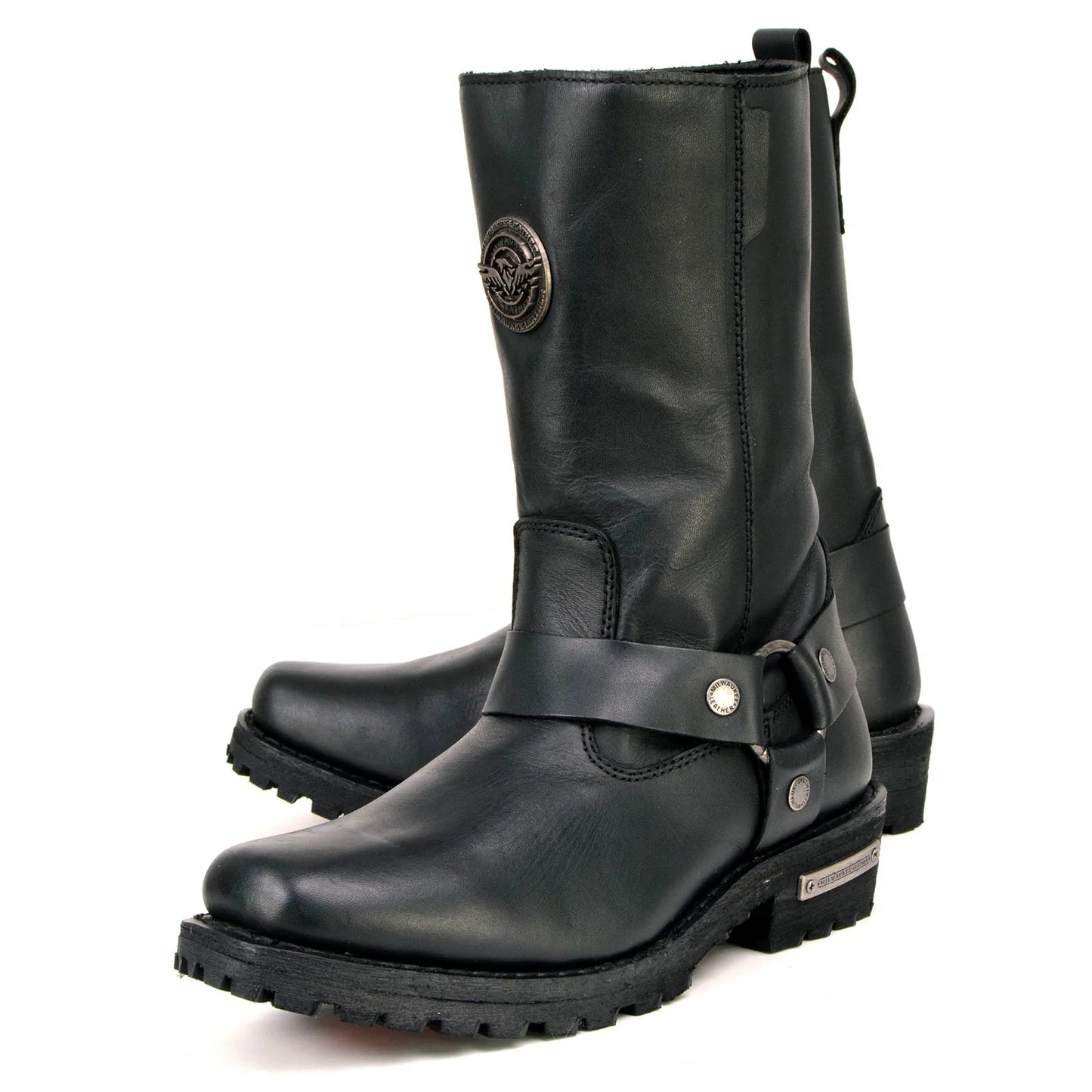 MILWAUKEE LEATHER - WOMEN'S BLACK LEATHER 11-INCH CLASSIC HARNESS SQUARE TOE MOTORCYCLE BOOT - MBL9360