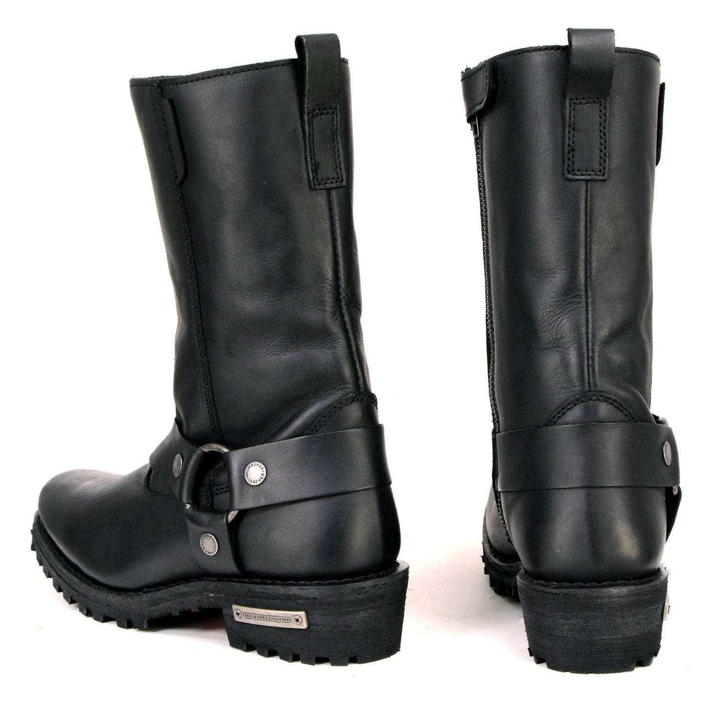 MILWAUKEE LEATHER - WOMEN'S BLACK LEATHER 11-INCH CLASSIC HARNESS SQUARE TOE MOTORCYCLE BOOT - MBL9360