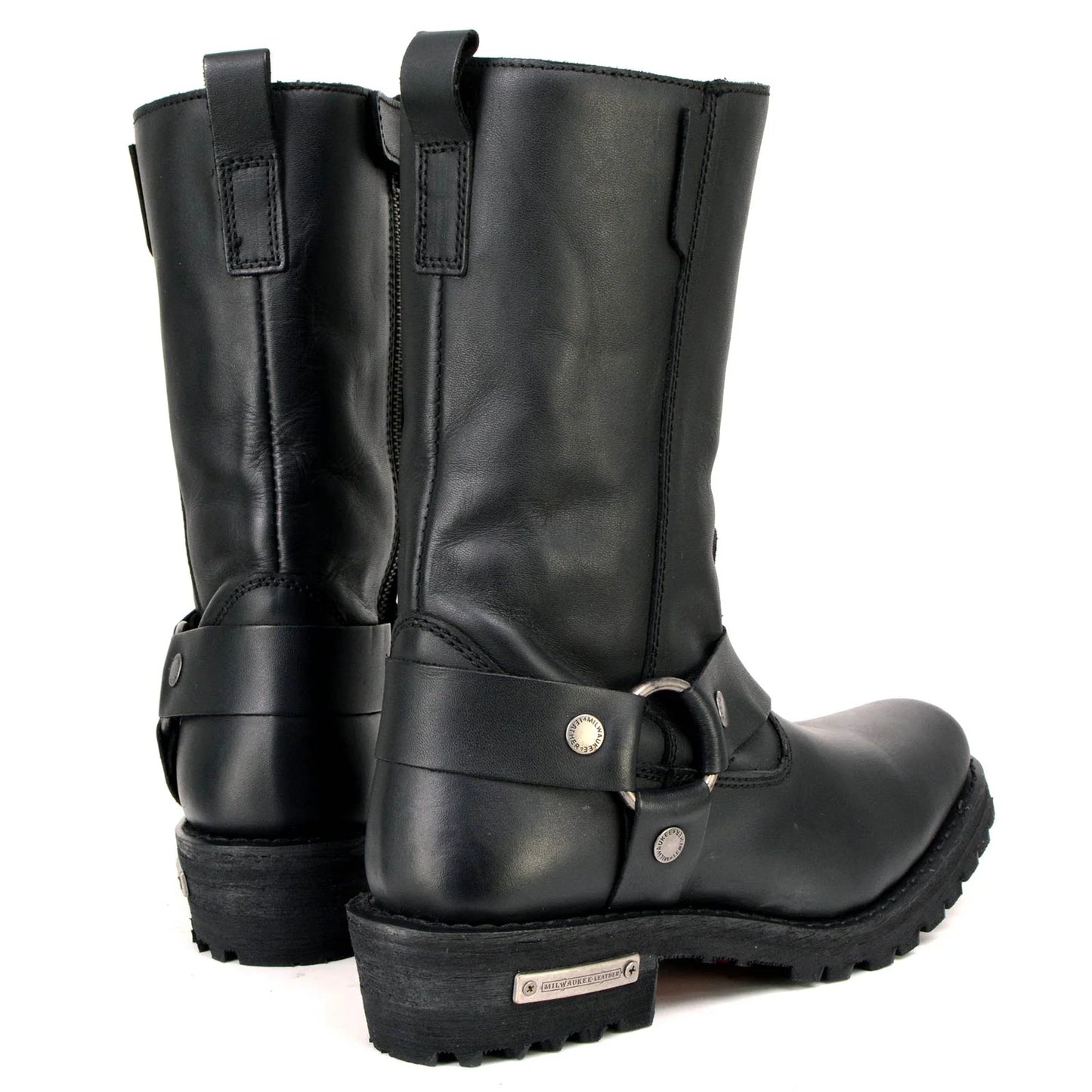 MILWAUKEE LEATHER - WOMEN'S BLACK LEATHER 11-INCH CLASSIC HARNESS SQUARE TOE MOTORCYCLE BOOT - MBL9360