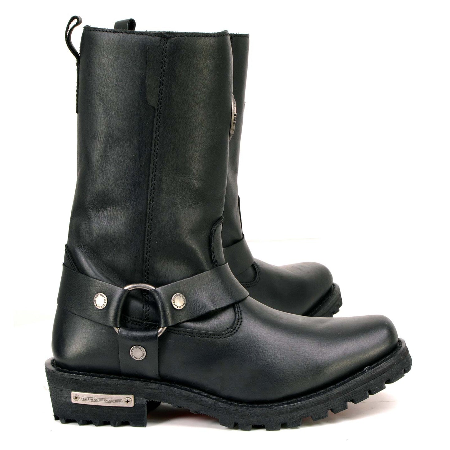 MILWAUKEE LEATHER - WOMEN'S BLACK LEATHER 11-INCH CLASSIC HARNESS SQUARE TOE MOTORCYCLE BOOT - MBL9360