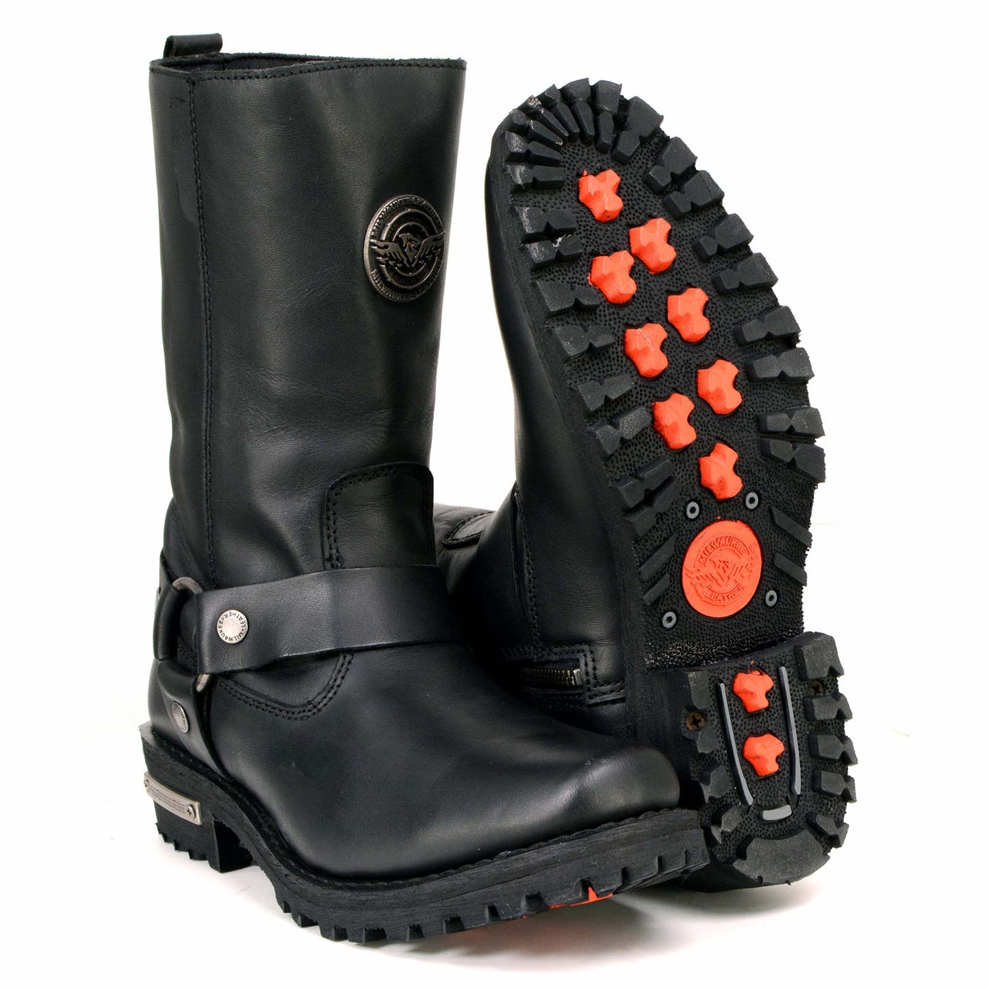 MILWAUKEE LEATHER - WOMEN'S BLACK LEATHER 11-INCH CLASSIC HARNESS SQUARE TOE MOTORCYCLE BOOT - MBL9360
