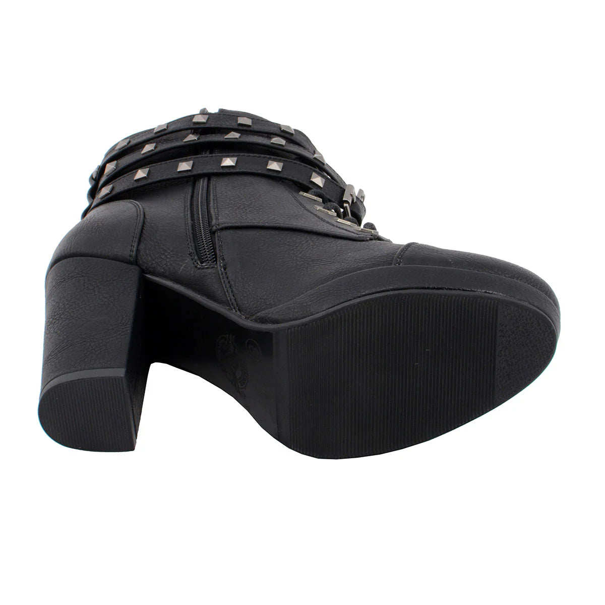 MILWAUKEE LEATHER - WOMEN'S BLACK LEATHER LACE-UP FASHION BOOTS WITH TRIPLE STRAP STUDDED ACCENTS - MBL9417
