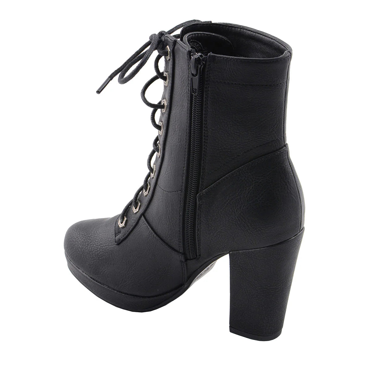 MILWAUKEE LEATHER - WOMEN'S BLACK LACE-UP FASHION BOOTS WITH STUDDED ACCENTS AND PLATFORM HEEL - MBL9418