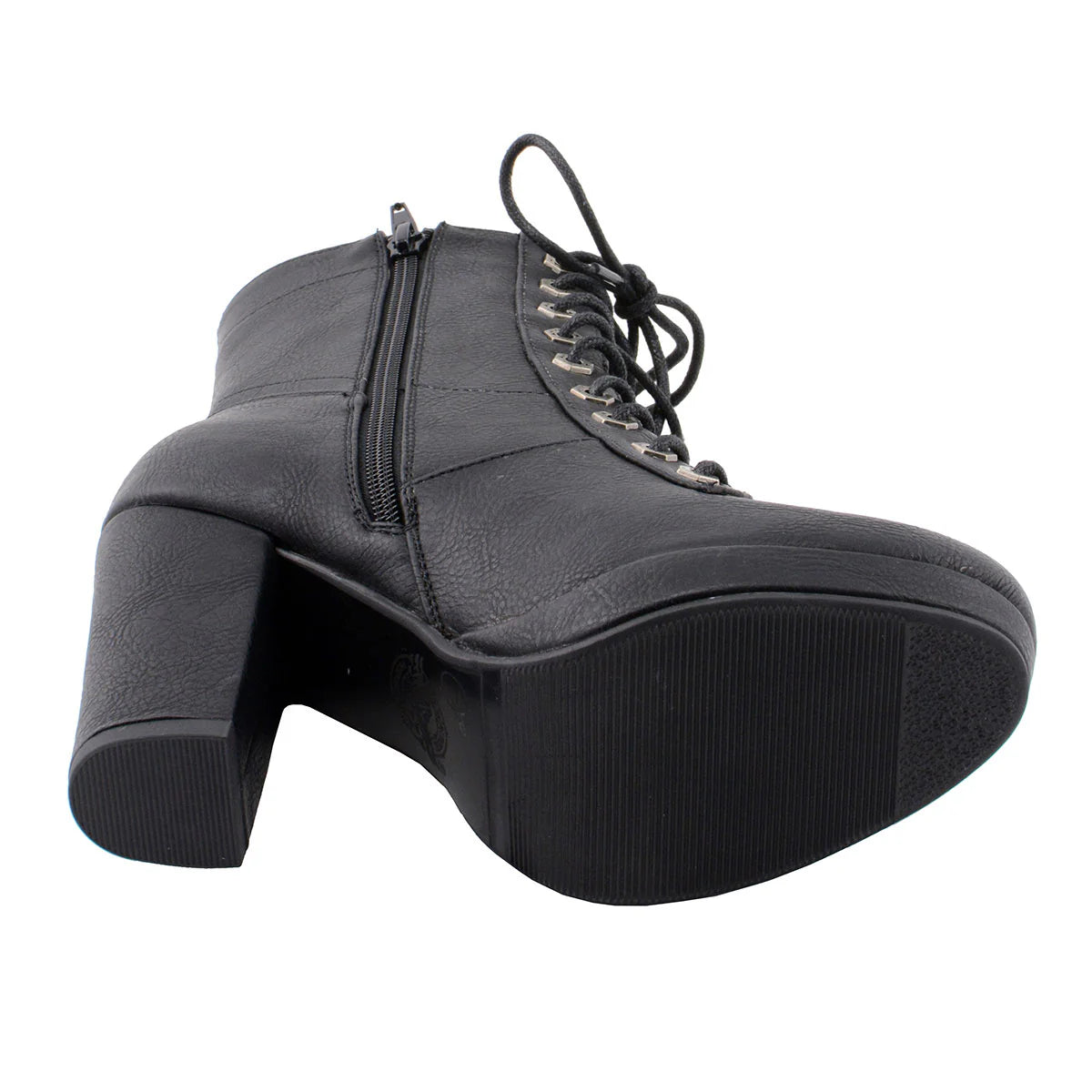 MILWAUKEE LEATHER - WOMEN'S BLACK LACE-UP FASHION BOOTS WITH STUDDED ACCENTS AND PLATFORM HEEL - MBL9418