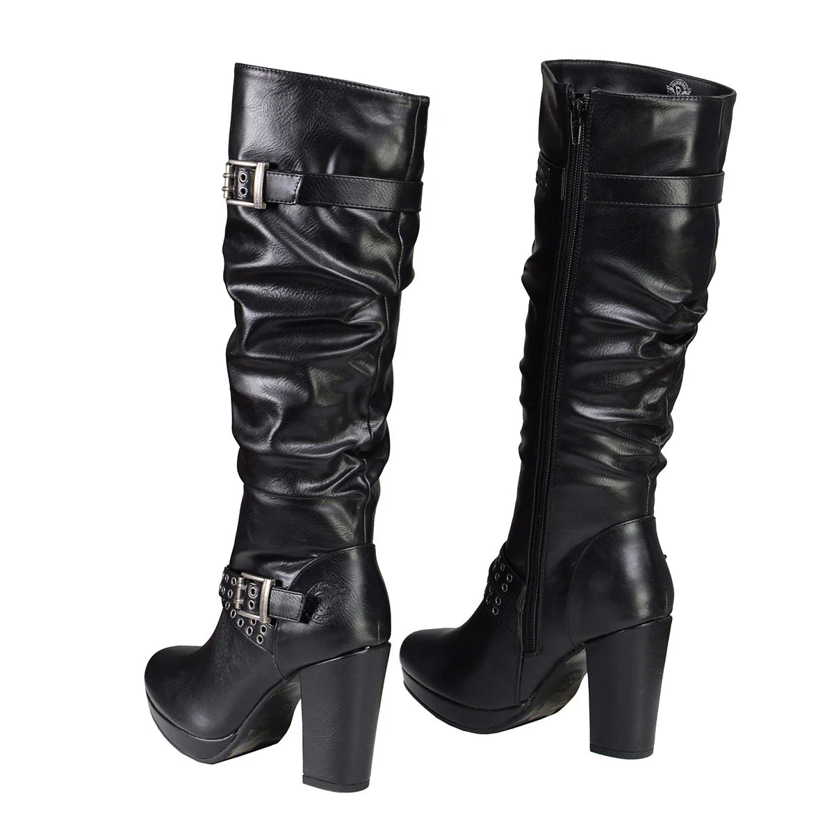 MILWAUKEE LEATHER - WOMEN'S TALL PREMIUM BLACK PLATFORM FASHION CASUAL BOOTS WITH SLOUCH SHAFT - MBL9419