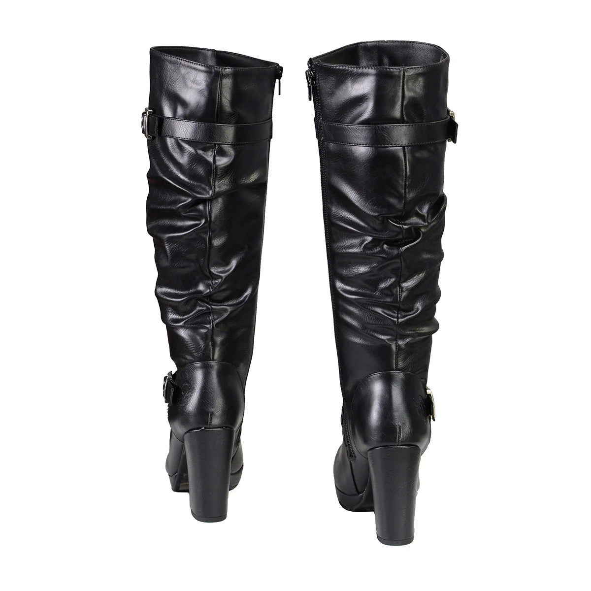 MILWAUKEE LEATHER - WOMEN'S TALL PREMIUM BLACK PLATFORM FASHION CASUAL BOOTS WITH SLOUCH SHAFT - MBL9419
