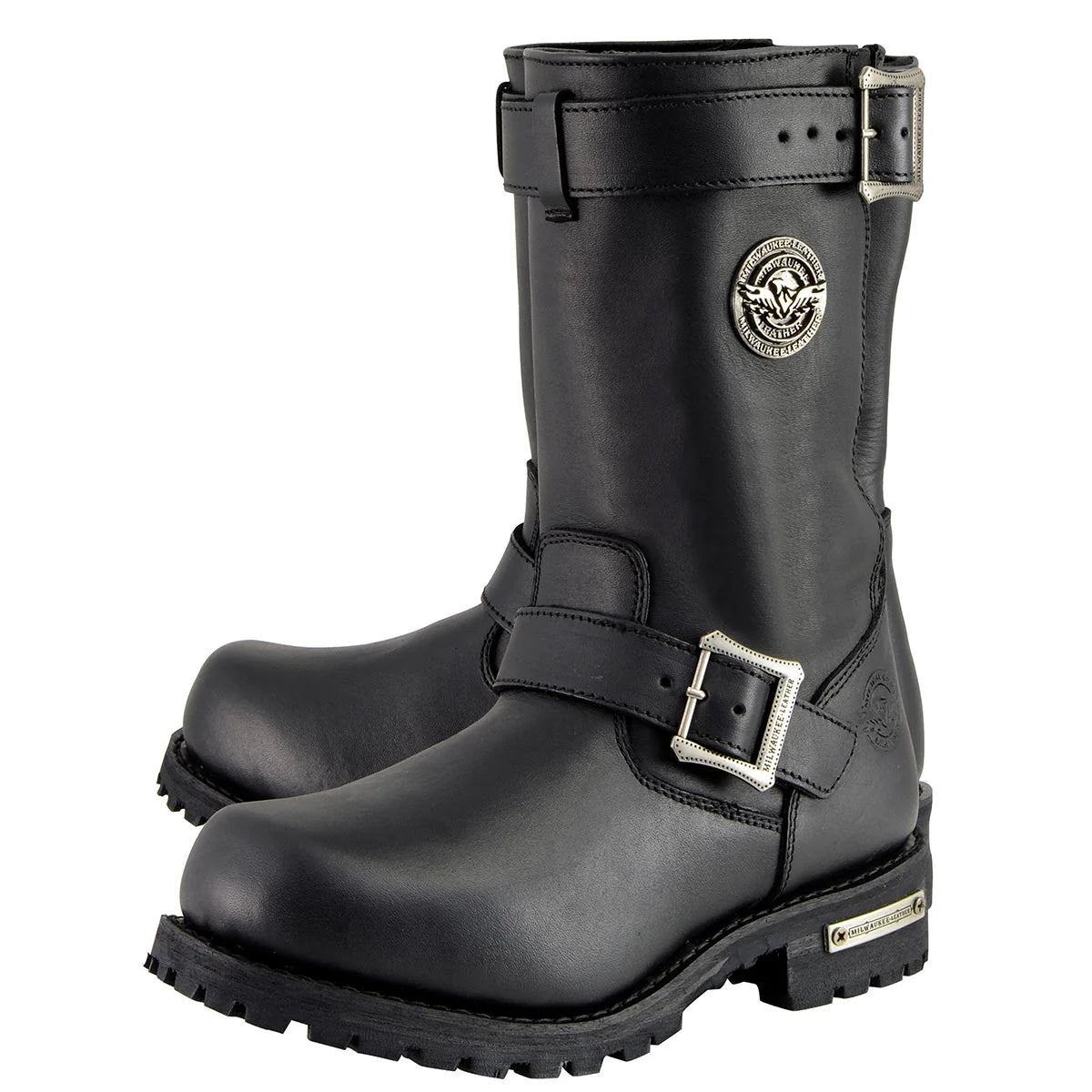 MILWAUKEE LEATHER - MEN'S BLACK LEATHER WIDE-WIDTH 11-INCH CLASSIC ENGINEER MOTORCYCLE BOOT - MBM9020W