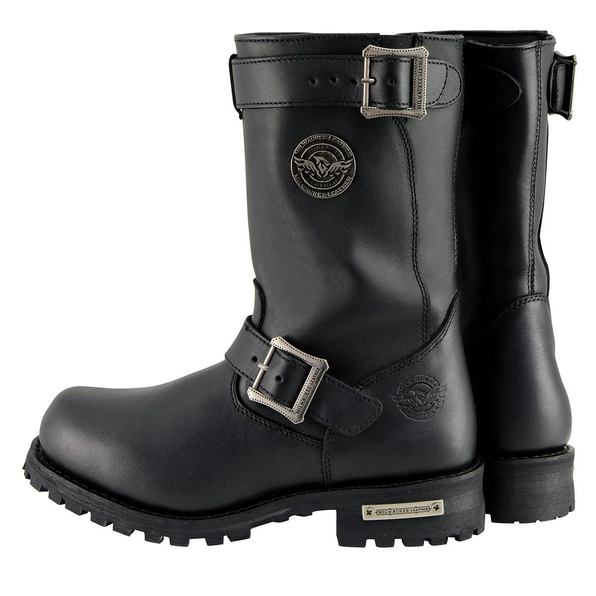 MILWAUKEE LEATHER - MEN'S BLACK LEATHER WIDE-WIDTH 11-INCH CLASSIC ENGINEER MOTORCYCLE BOOT - MBM9020W