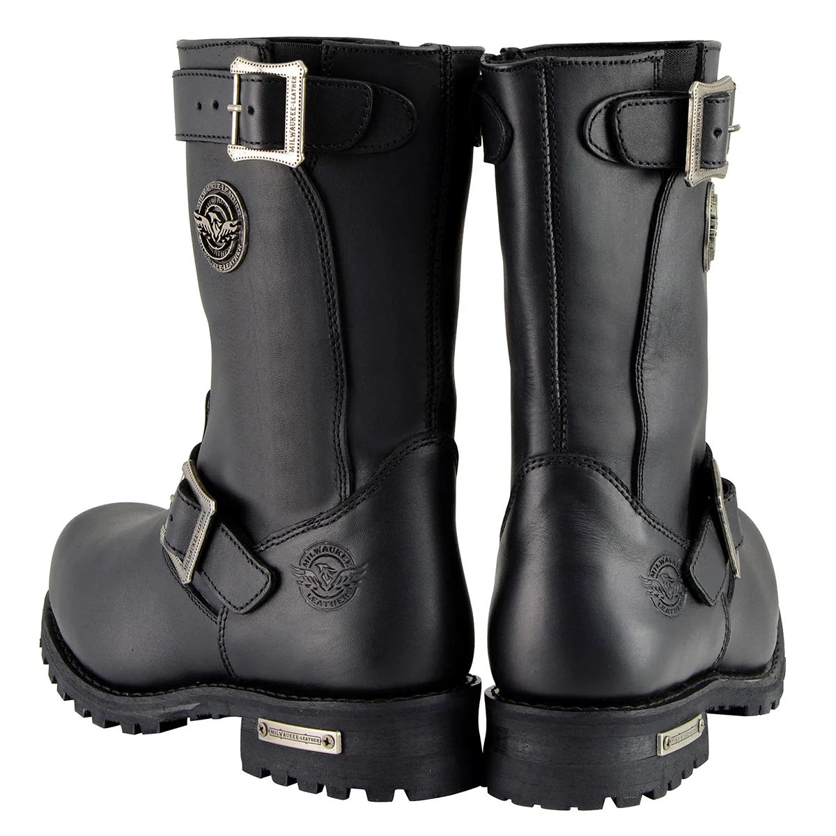 MILWAUKEE LEATHER - MEN'S BLACK LEATHER WIDE-WIDTH 11-INCH CLASSIC ENGINEER MOTORCYCLE BOOT - MBM9020W