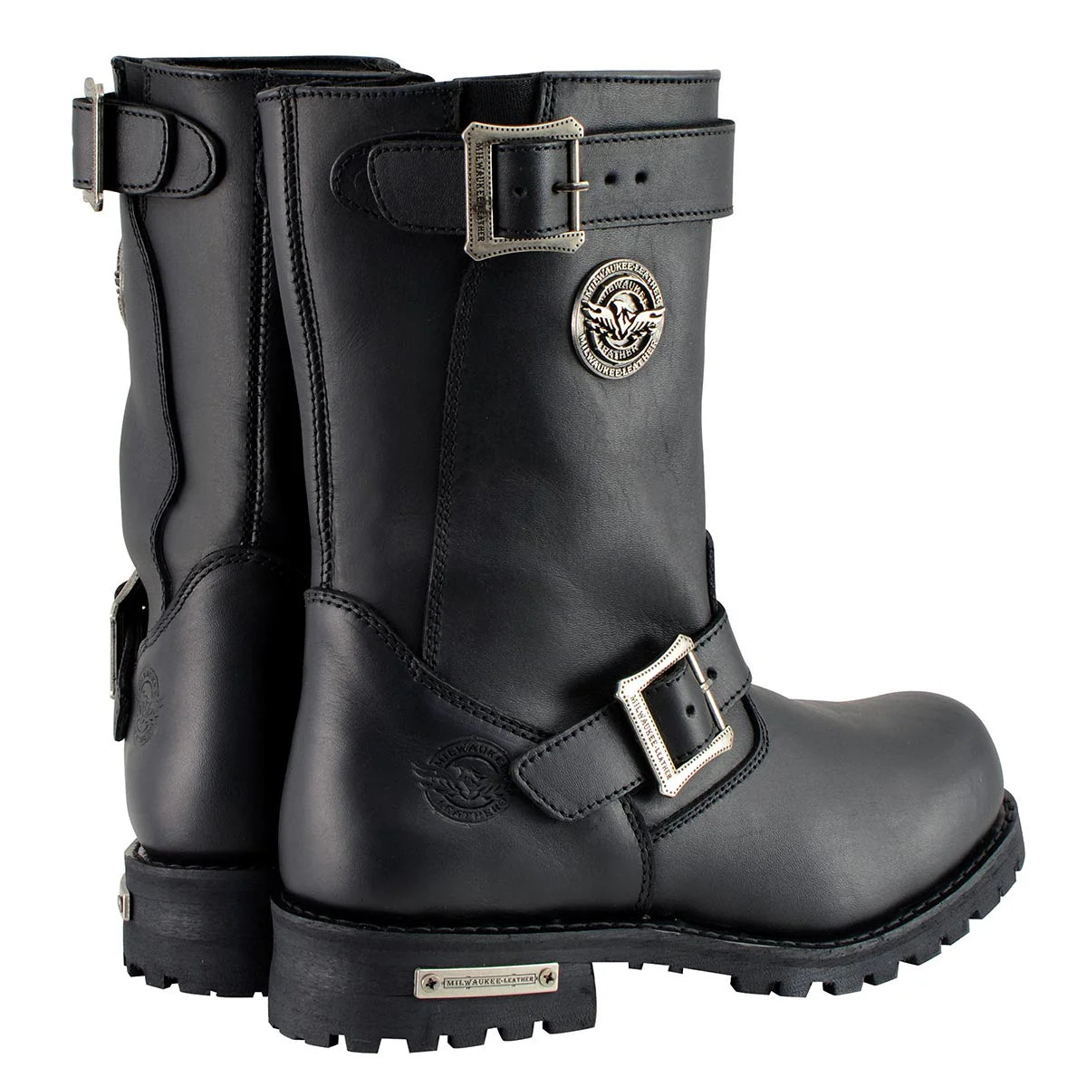 MILWAUKEE LEATHER - MEN'S BLACK LEATHER WIDE-WIDTH 11-INCH CLASSIC ENGINEER MOTORCYCLE BOOT - MBM9020W