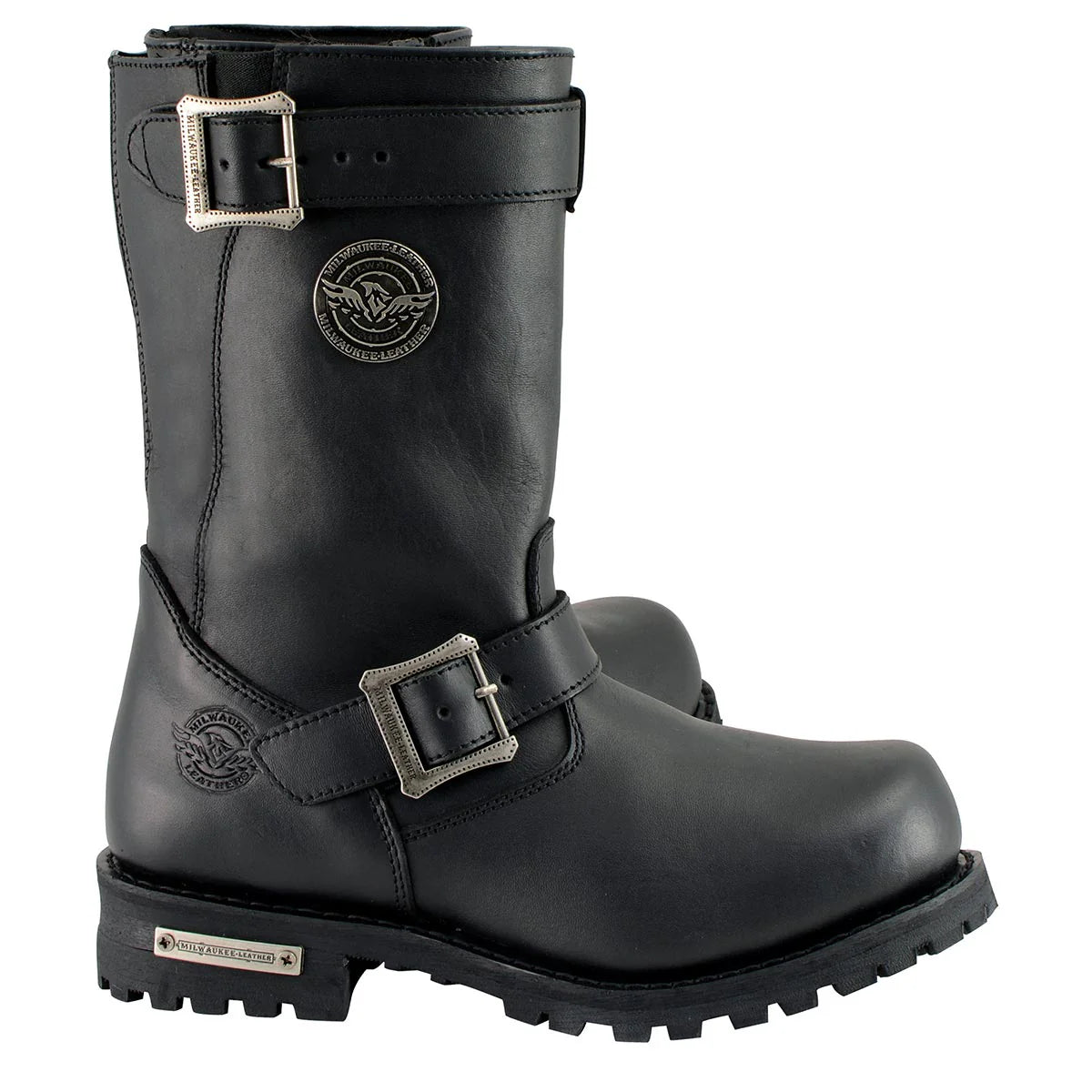 MILWAUKEE LEATHER - MEN'S BLACK LEATHER WIDE-WIDTH 11-INCH CLASSIC ENGINEER MOTORCYCLE BOOT - MBM9020W
