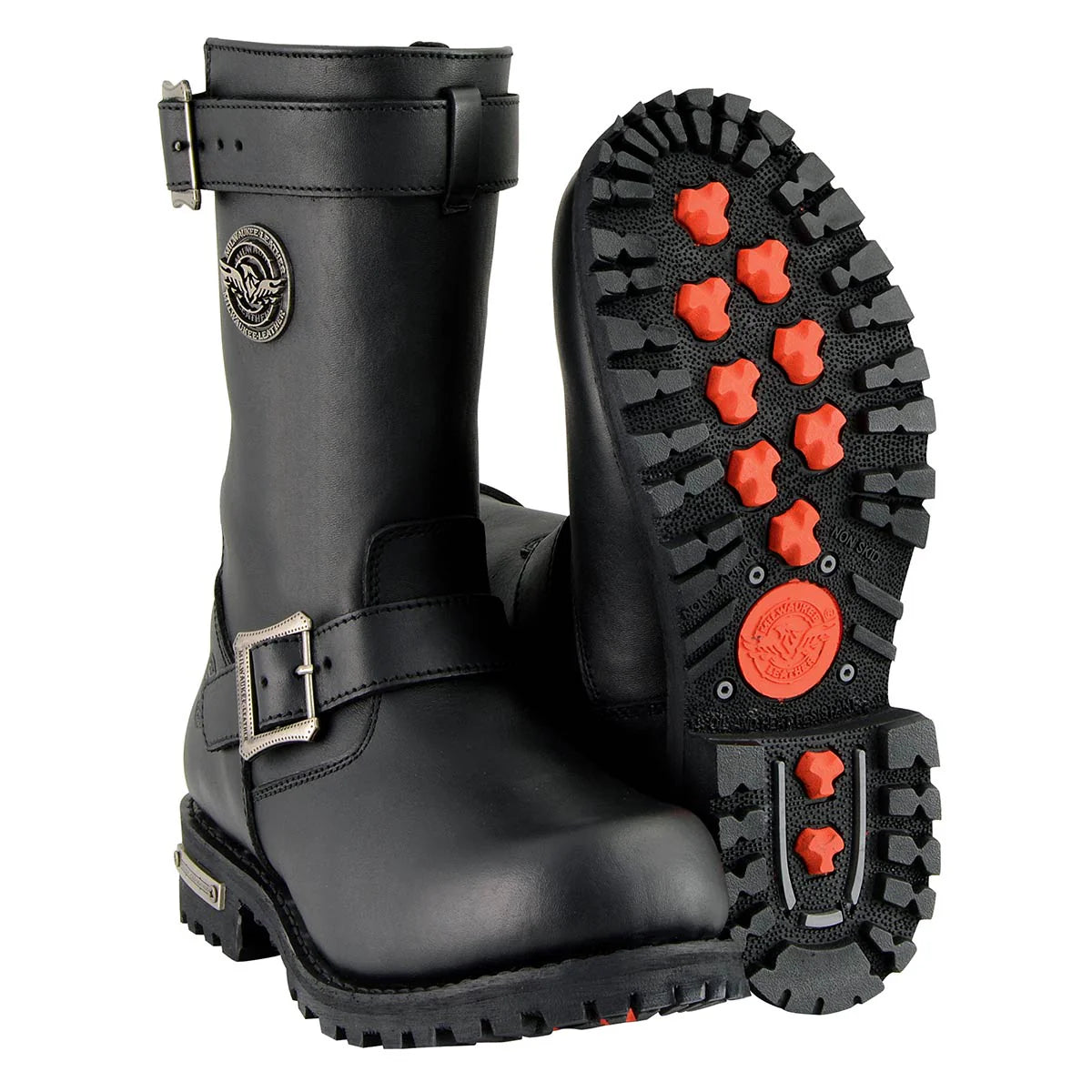 MILWAUKEE LEATHER - MEN'S BLACK 11-INCH CLASSIC ENGINEER MOTORCYCLE LEATHER BOOT - MBM9020
