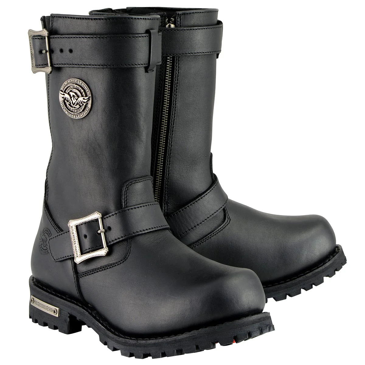 MILWAUKEE LEATHER - MEN'S BLACK LEATHER WIDE-WIDTH 11-INCH CLASSIC ENGINEER MOTORCYCLE BOOT - MBM9020W