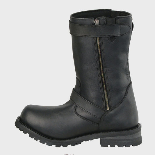 MILWAUKEE LEATHER - MEN'S BLACK 11-INCH CLASSIC ENGINEER MOTORCYCLE LEATHER BOOT - MBM9020