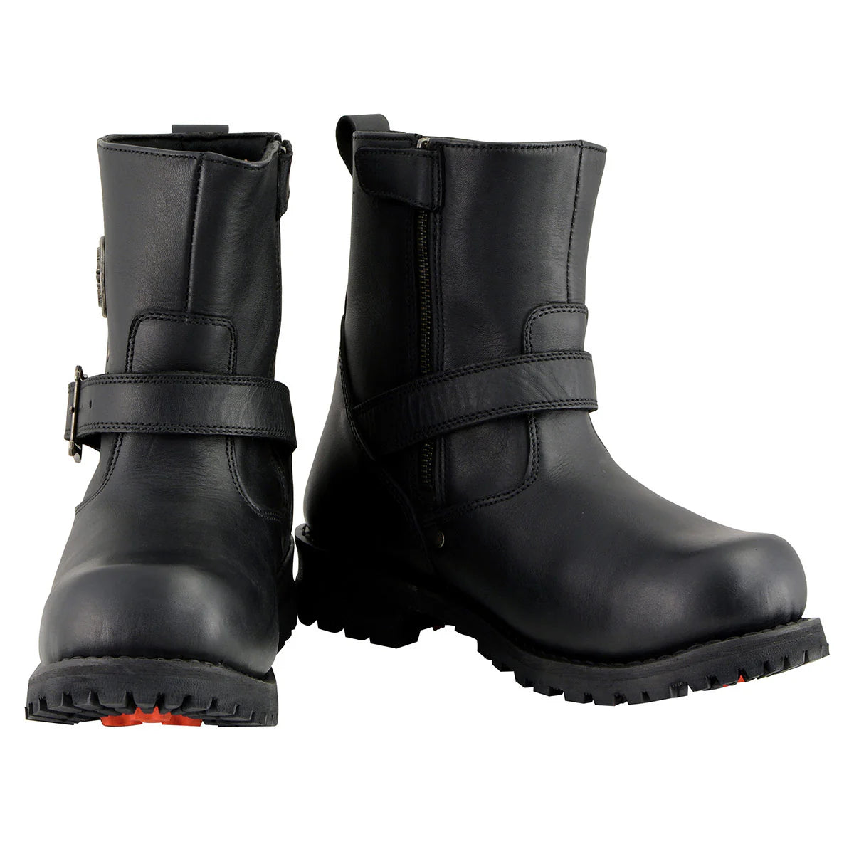 MILWAUKEE LEATHER - MEN'S BLACK LEATHER 6-INCH CLASSIC ENGINEER MOTORCYCLE BOOT WITH SIDE ZIPPER - MBM9040