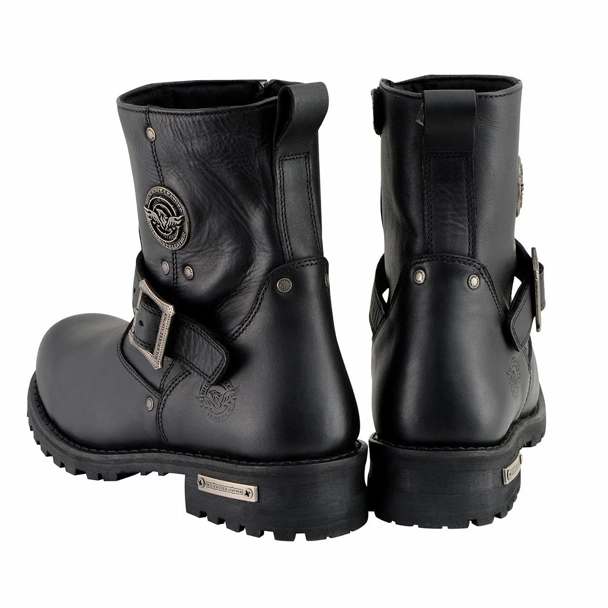 MILWAUKEE LEATHER - MEN'S BLACK LEATHER 6-INCH CLASSIC ENGINEER MOTORCYCLE BOOT WITH SIDE ZIPPER - MBM9040
