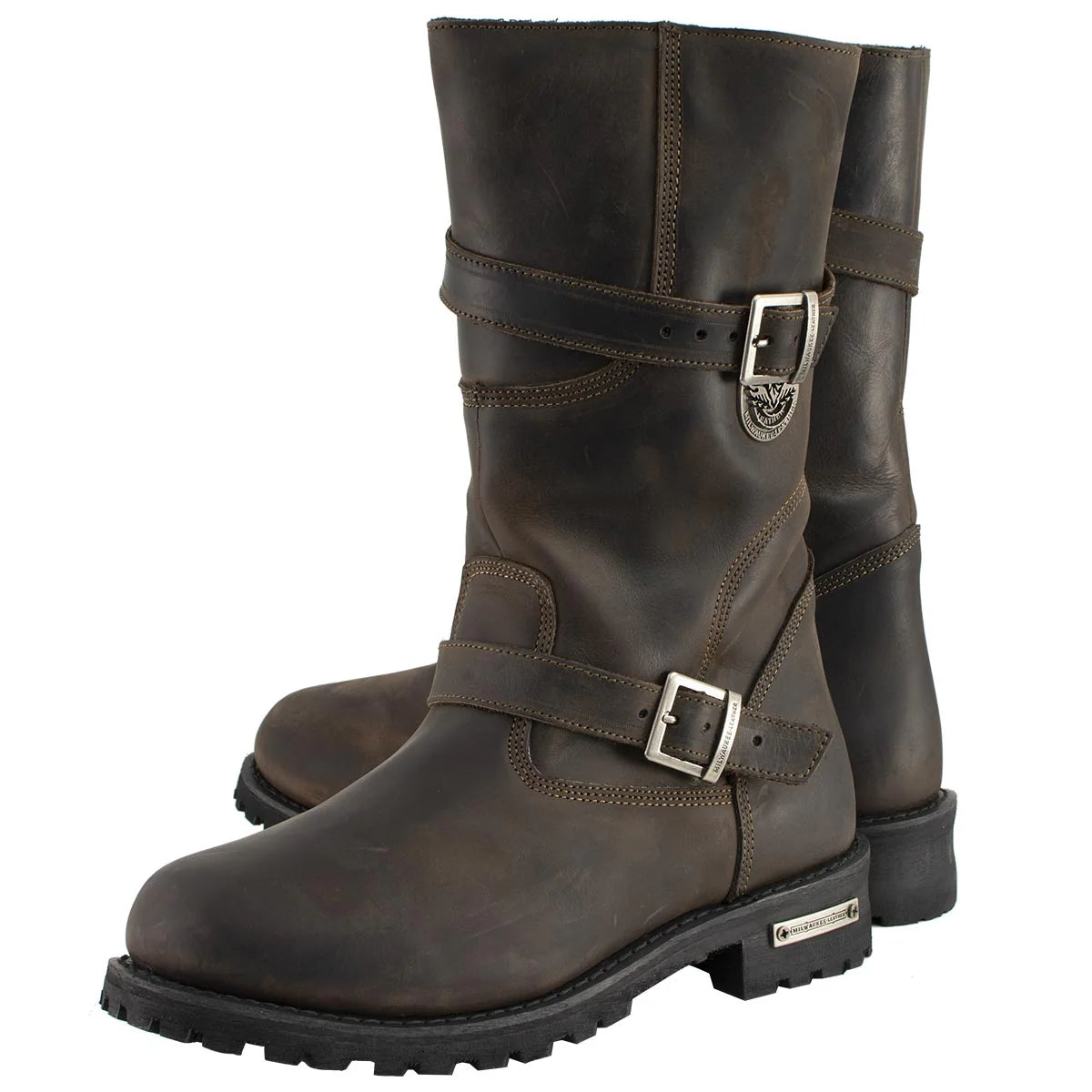 MILWAUKEE LEATHER - MEN'S CLASSIC DISTRESSED BROWN LEATHER MOTORCYCLE ENGINEER RIDING BIKER BOOT - MBM9063