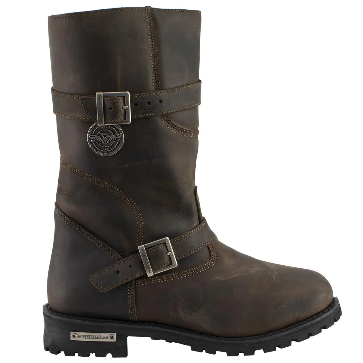 MILWAUKEE LEATHER - MEN'S CLASSIC DISTRESSED BROWN LEATHER MOTORCYCLE ENGINEER RIDING BIKER BOOT - MBM9063