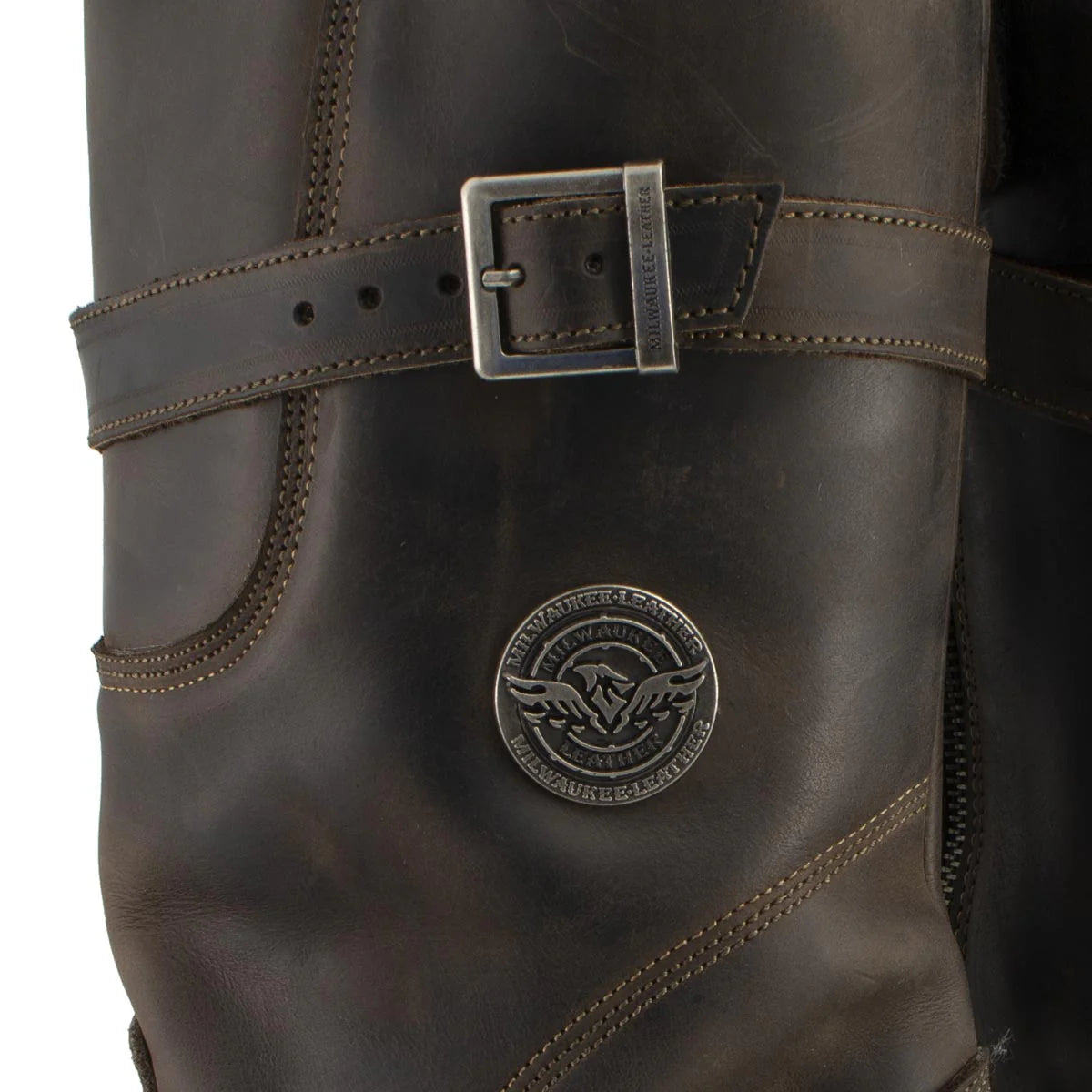 MILWAUKEE LEATHER - MEN'S CLASSIC DISTRESSED BROWN LEATHER MOTORCYCLE ENGINEER RIDING BIKER BOOT - MBM9063