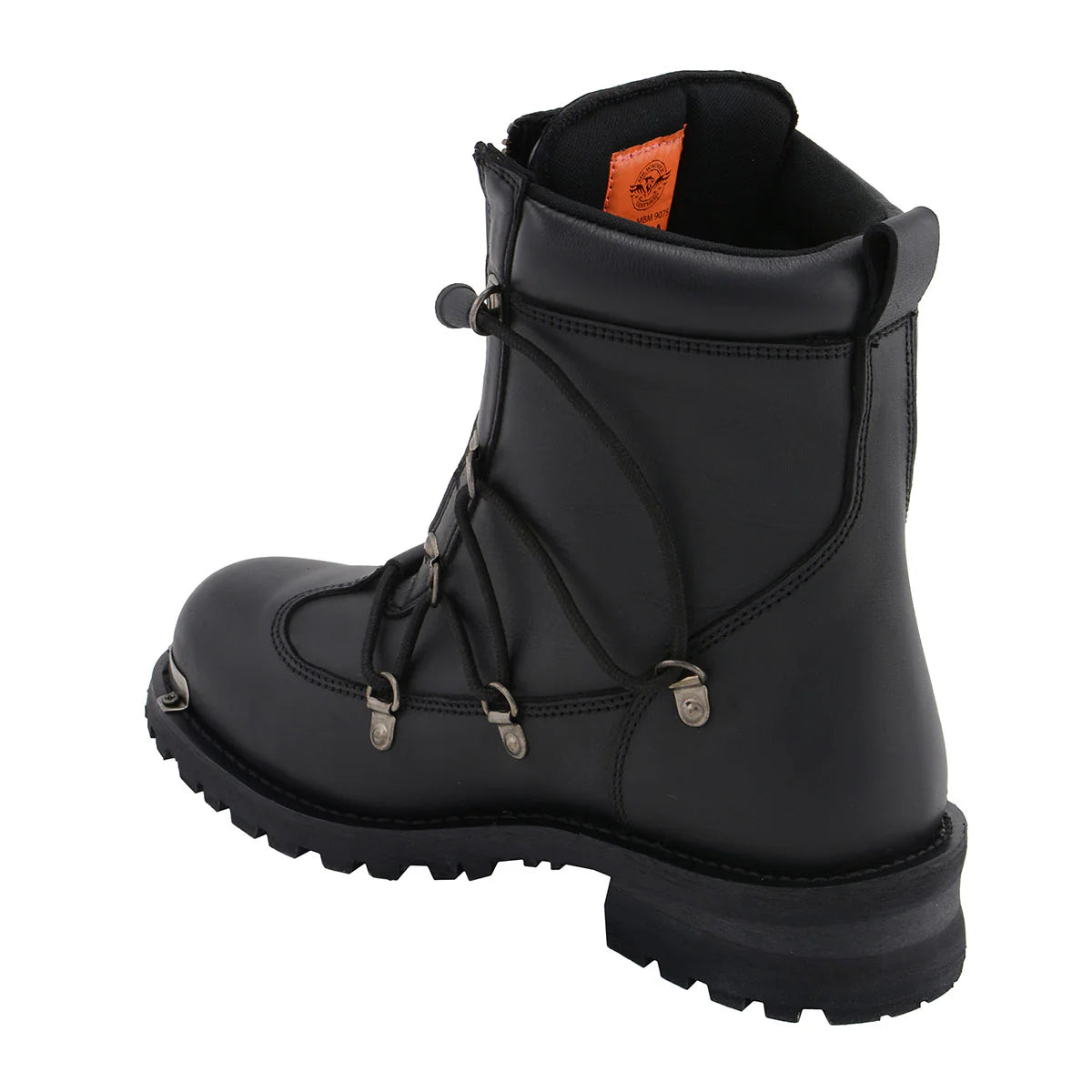 MILWAUKEE LEATHER - MEN'S BLACK LEATHER 6-INCH PLAIN TOE DUAL ZIPPER MOTORCYCLE RIDER BOOT - MBM9075