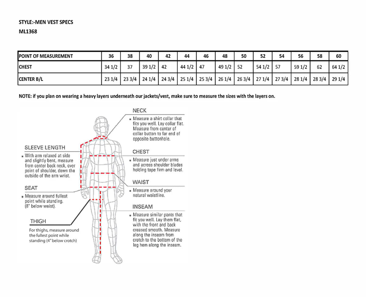 MILWAUKEE LEATHER - MEN'S LEATHER VEST - ML-1368N