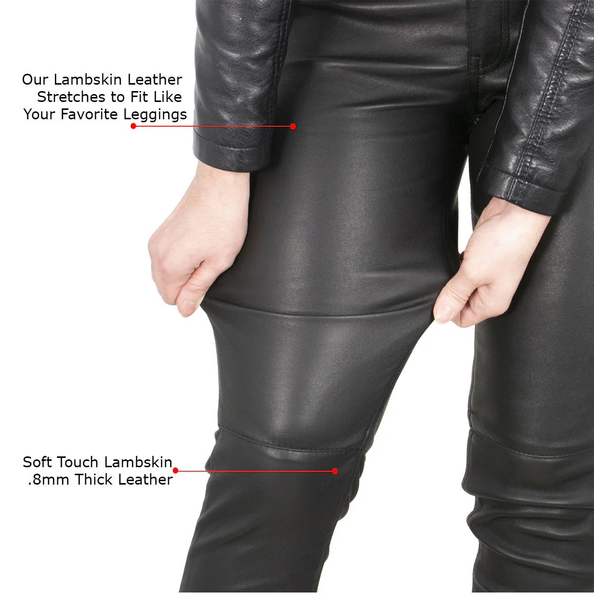 MILWAUKEE LEATHER - 'SANDY' WOMEN'S BLACK LAMBSKIN STRETCH LEATHER PANTS - MLL6690