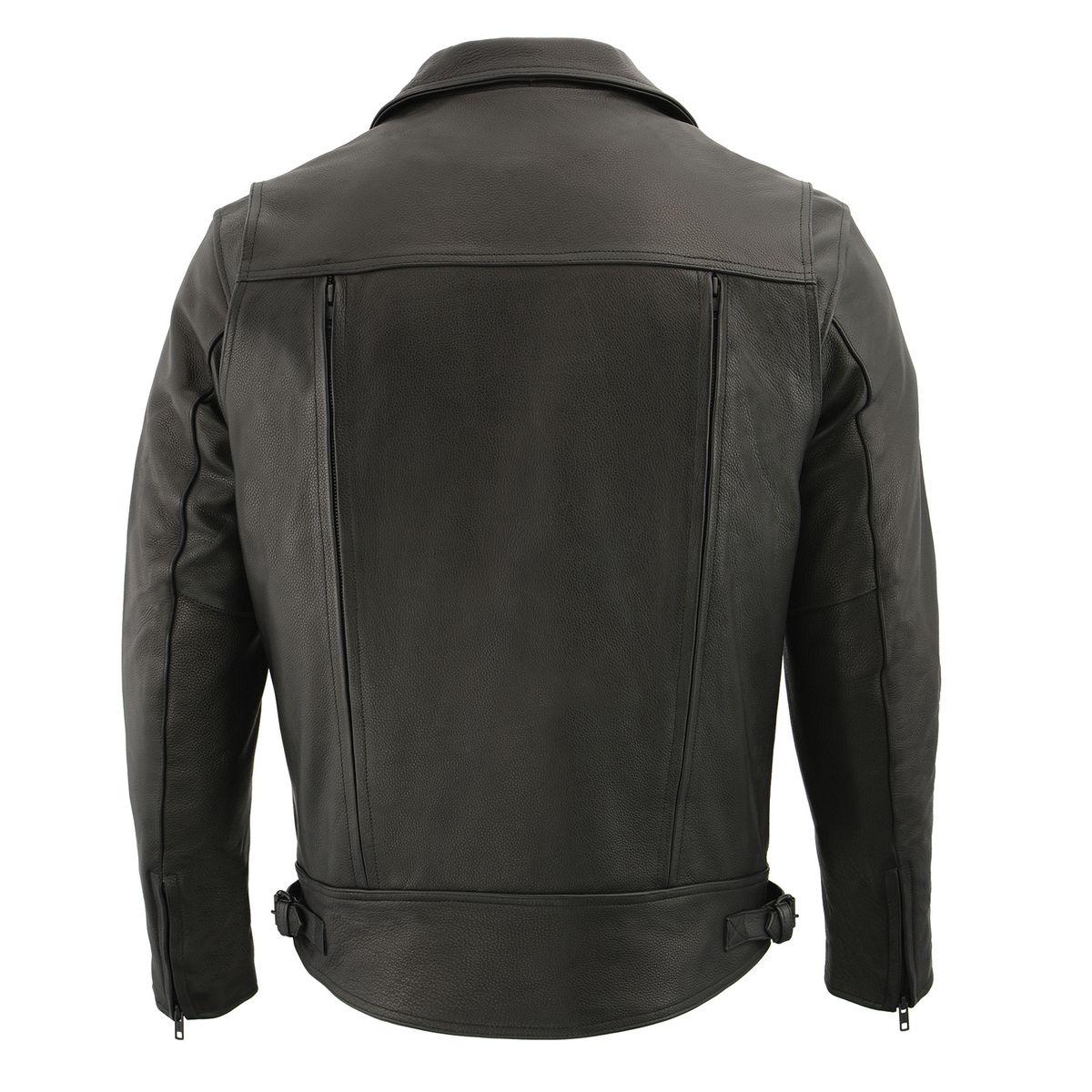 MILWAUKEE LEATHER - MEN'S PISTOL PETE VENTED BLACK LEATHER CRUISER JACKET - MLM1520