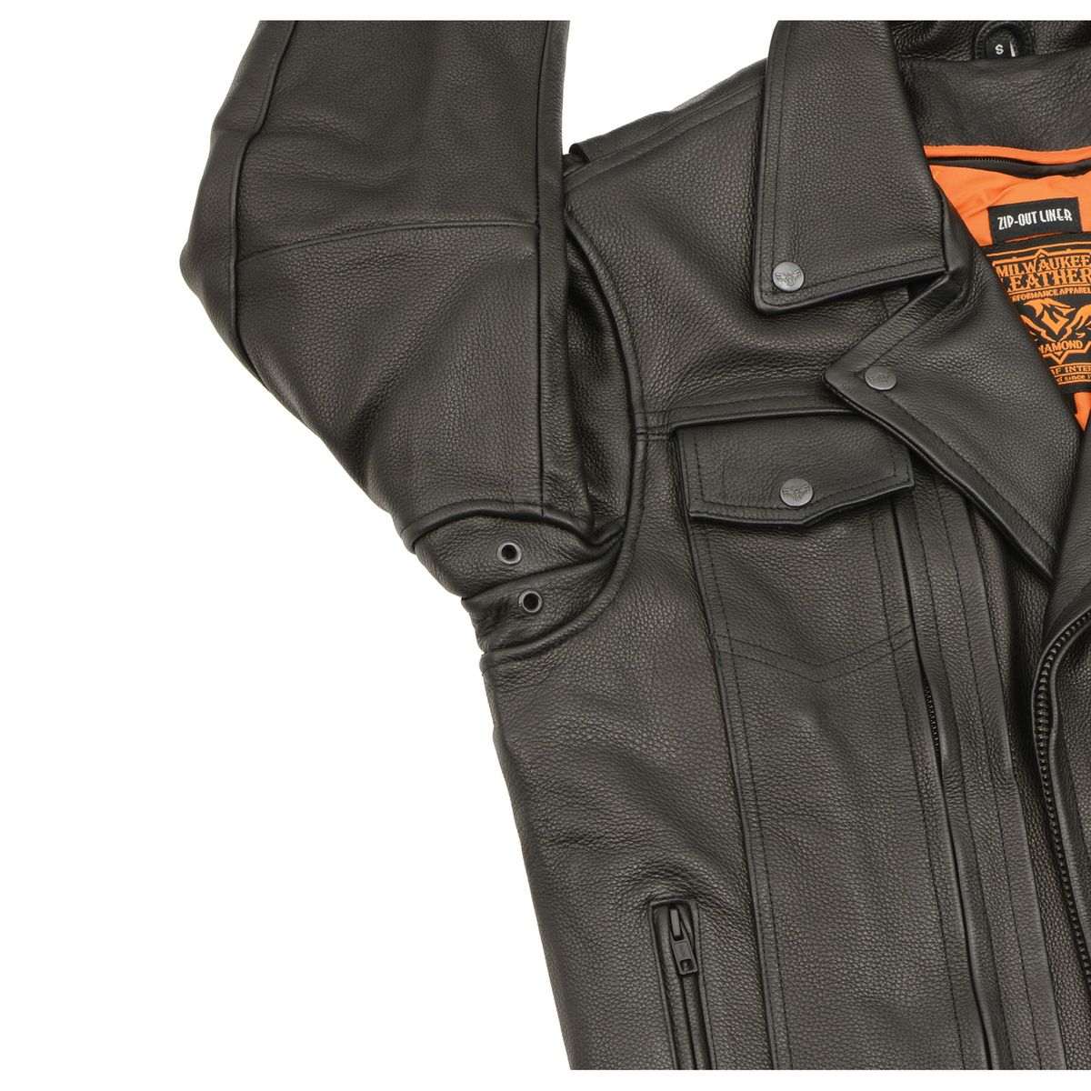 MILWAUKEE LEATHER - MEN'S PISTOL PETE VENTED BLACK LEATHER CRUISER JACKET - MLM1520