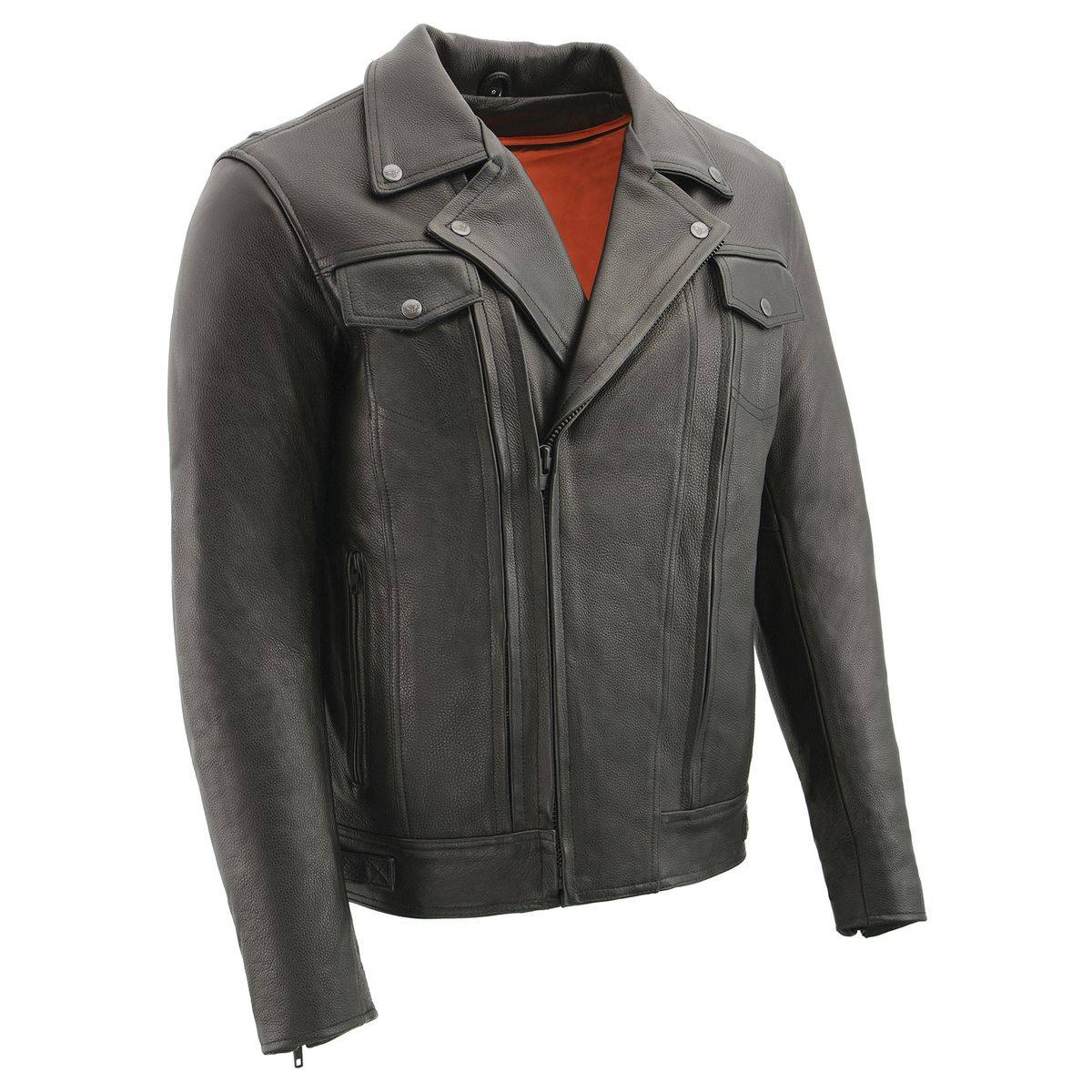 MILWAUKEE LEATHER - MEN'S PISTOL PETE VENTED BLACK LEATHER CRUISER JACKET - MLM1520