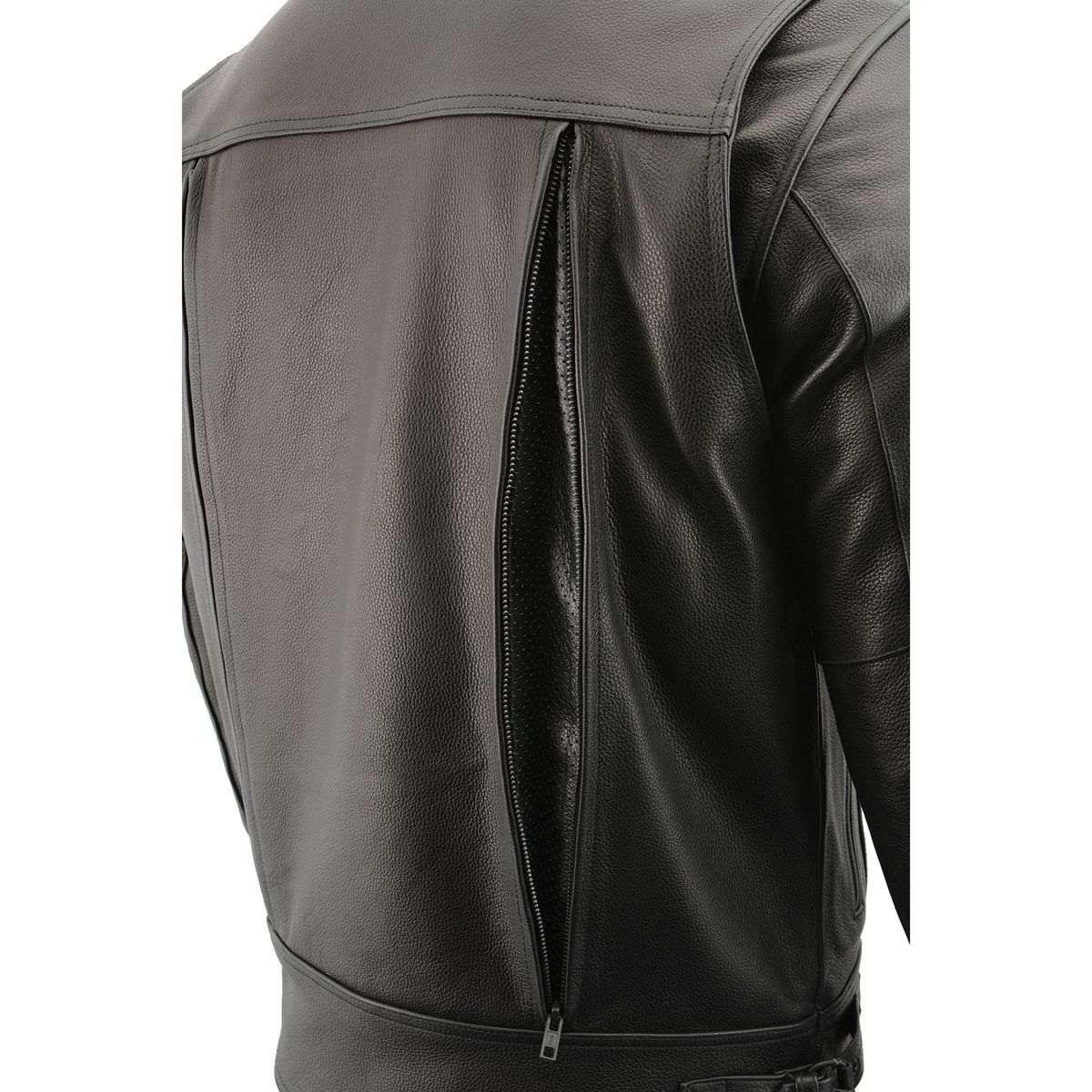 MILWAUKEE LEATHER - MEN'S PISTOL PETE VENTED BLACK LEATHER CRUISER JACKET - MLM1520