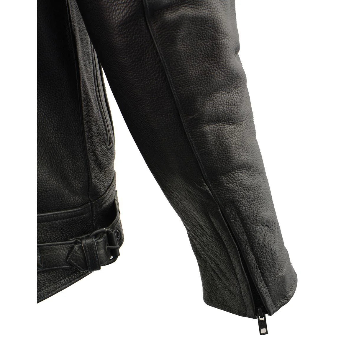 MILWAUKEE LEATHER - MEN'S PISTOL PETE VENTED BLACK LEATHER CRUISER JACKET - MLM1520