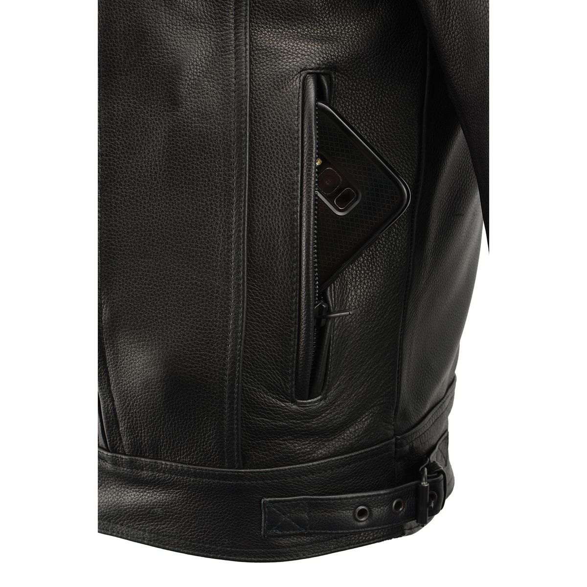MILWAUKEE LEATHER - MEN'S PISTOL PETE VENTED BLACK LEATHER CRUISER JACKET - MLM1520
