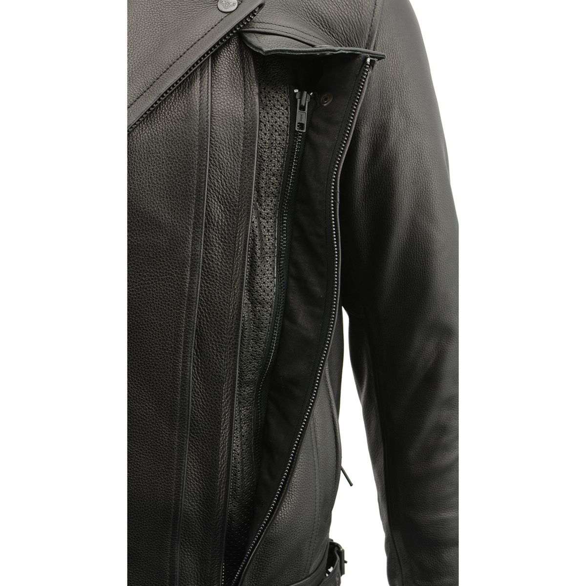 MILWAUKEE LEATHER - MEN'S PISTOL PETE VENTED BLACK LEATHER CRUISER JACKET - MLM1520